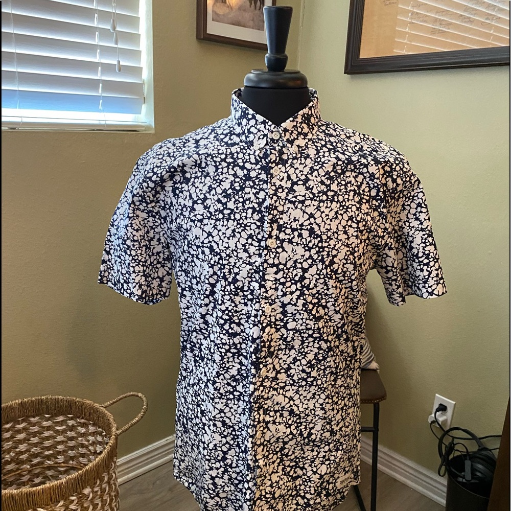 Zanerobe Blue Patterned Short Sleeve Button-up L